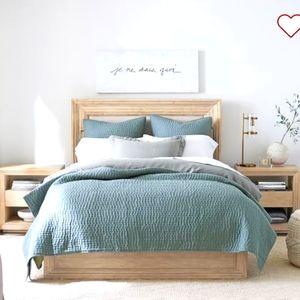 Pottery Barn Pick-Stitch Handcrafted Cotton/Linen Quilt California King